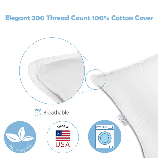 ComfyDown Bed Pillows for Sleeping Down and Feather Stuffing with  Egyptian-Quality Cotton Cover & Reviews