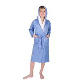 ComfyDown Kids Luxury Blue Hooded Bathrobe for Boys - Soft, Plush - Made in USA