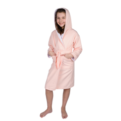 ComfyDown Kids Luxury Pink Hooded Bathrobe for Girls- Soft, Plush - Made in USA