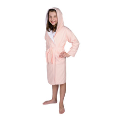 ComfyDown Kids Luxury Pink Hooded Bathrobe for Girls- Soft, Plush - Made in USA