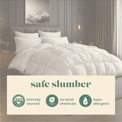 European Goose Down White Comforter - Egyptian Cotton Cover, With Corner Tabs- Made in the USA