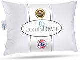 Goose Down Travel Pillow - Filled with 800 Fill Power European Goose Down, for Plane, Car & Home - 100% Hypoallergenic - Egyptian 300 Thread Count Cotton Cover - Made in USA