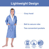 ComfyDown Kids Luxury Blue Hooded Bathrobe for Boys - Soft, Plush - Made in USA