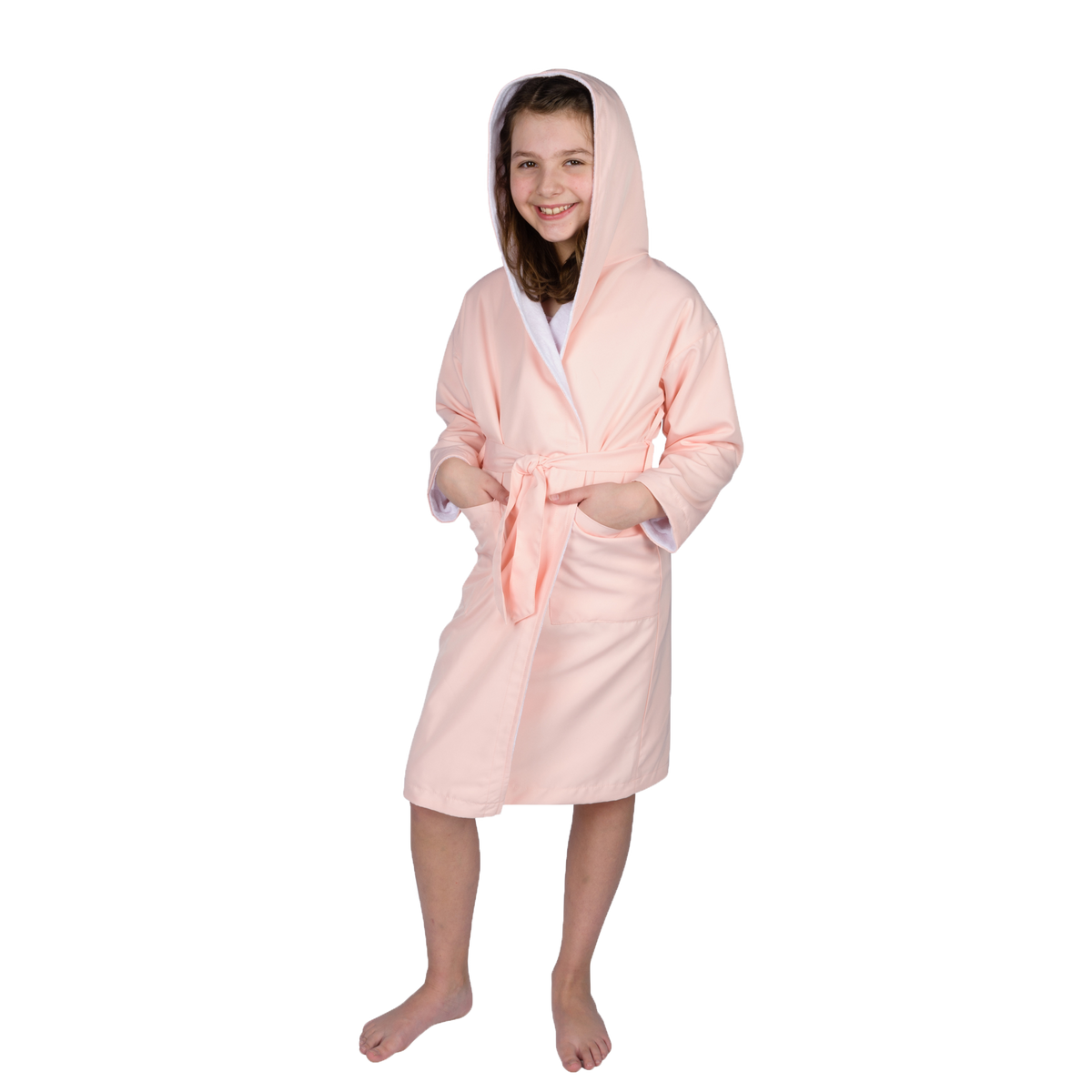ComfyDown Kids Luxury Pink Hooded Bathrobe for Girls- Soft, Plush - Made in USA