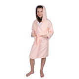 ComfyDown Kids Luxury Pink Hooded Bathrobe for Girls- Soft, Plush - Made in USA