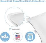 Support Plus comfort 650 fill power goose down Sleeping Pillow - 300-Thread Count Egyptian Cotton Cover - Hypoallergenic, Made in USA